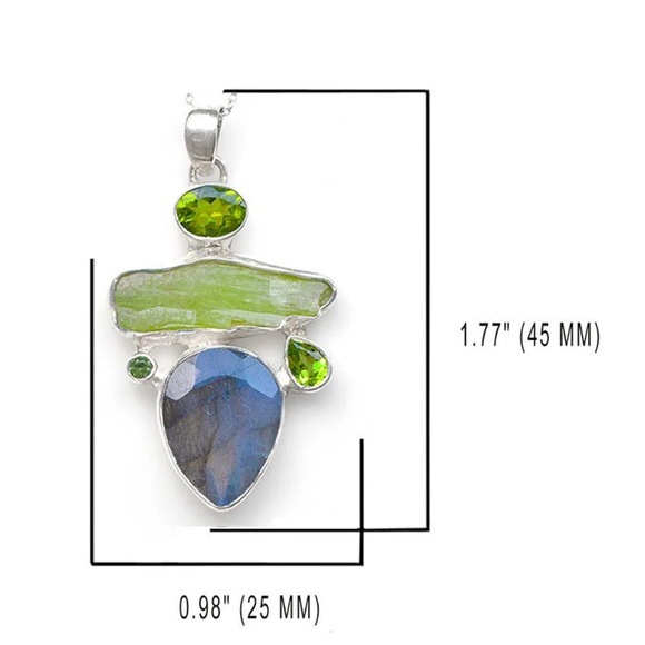 Labradorite and Multi Stone Pendant Necklace - Picture 4 of 6
